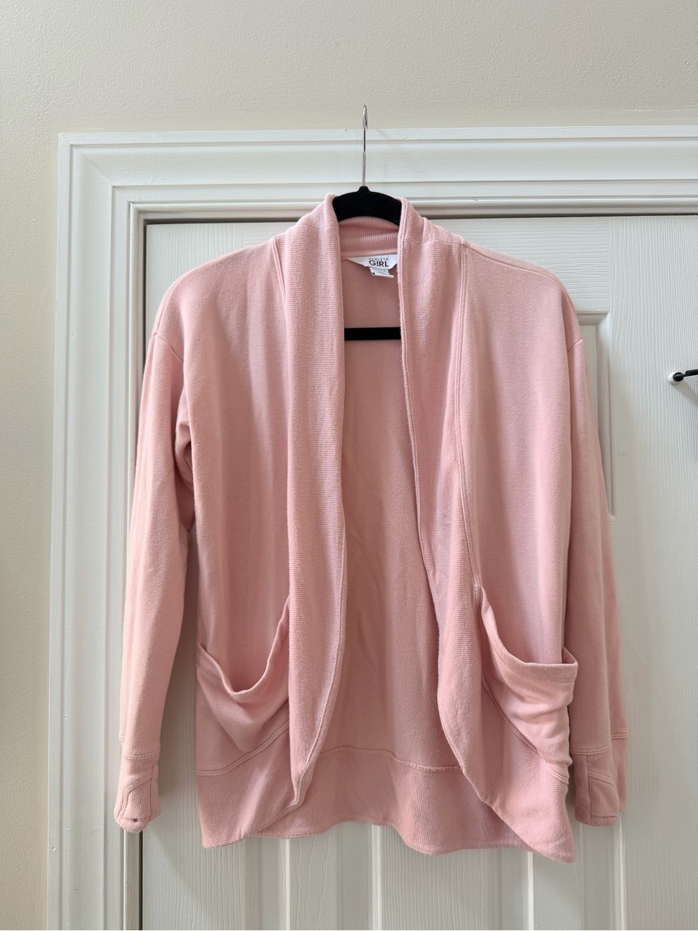 Athleta Girls 12 Cozy Pink Open-Front Women's Cardigan Sweater